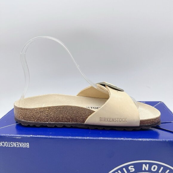 Birkenstock Cream Sandals with Gold Buckle - Picture 12 of 16